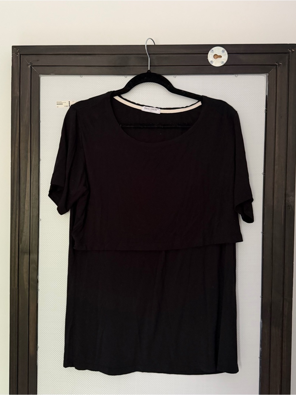 Black Short Sleeve Layered Nursing Tee